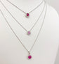 14k White Gold Pink Sapphire Diamond Necklace