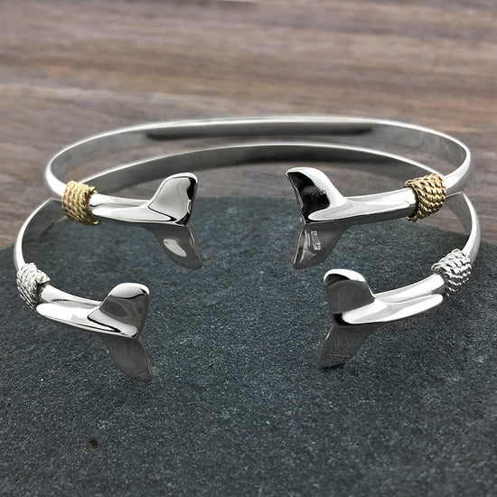Whale Tail Cuff with Spaced Rope Bracelet