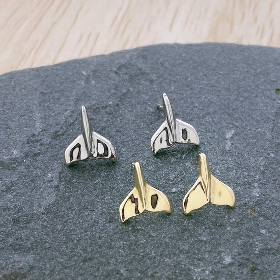 Petite Whale Tail Stud Earrings