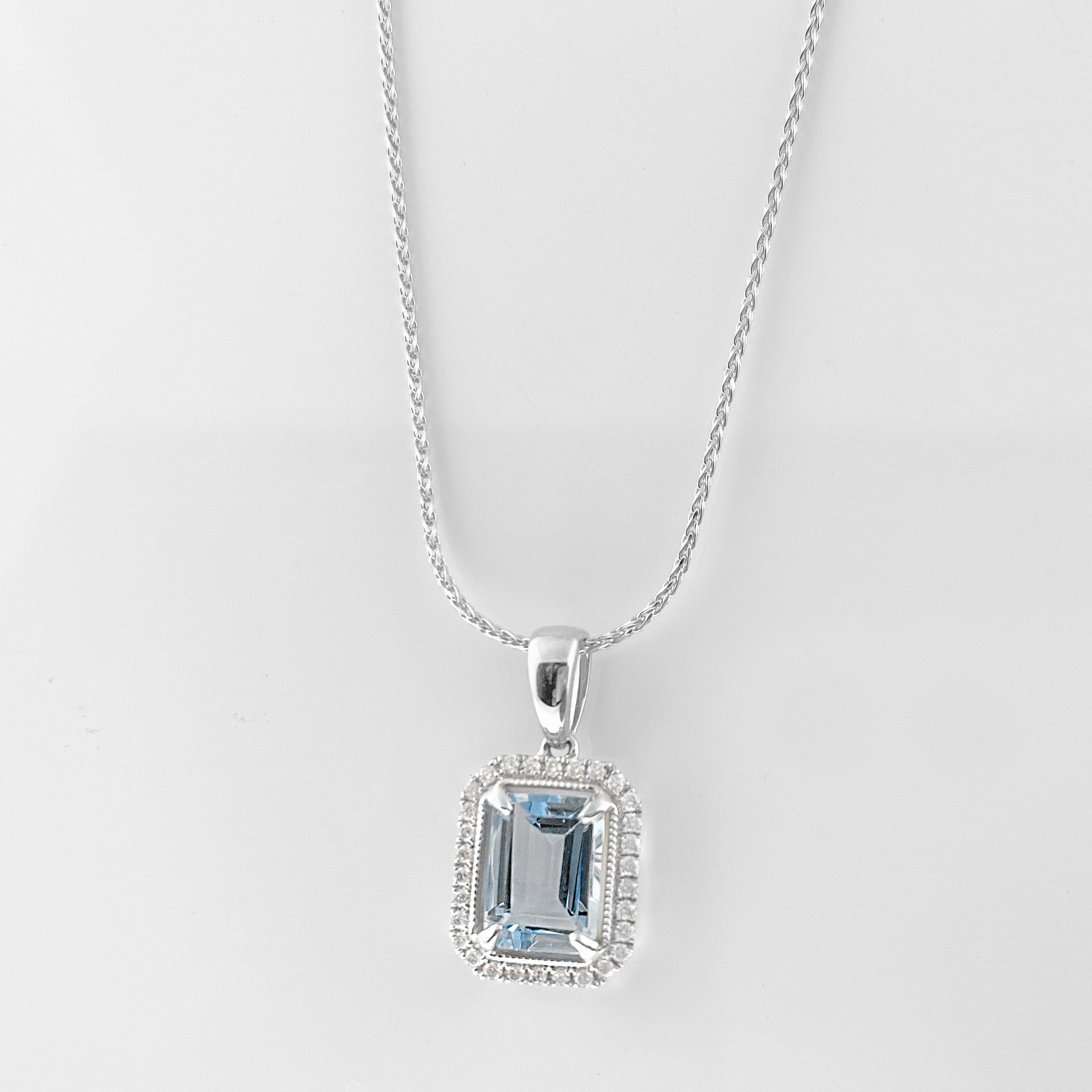 Bloomingdale's Aquamarine & Diamond Pendant Necklace in 14K White Gold, 16