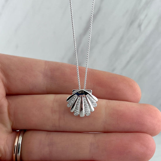14K Gold + Diamond Scallop Shell Necklace