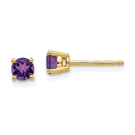 14K Gold Amethyst Stud Earrings