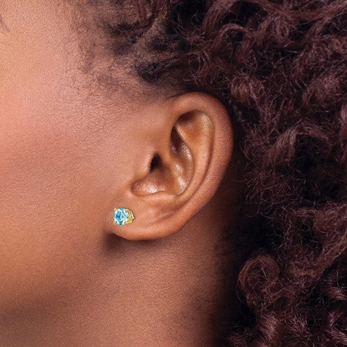 14K 6mm Aquamarine Stud Earrings