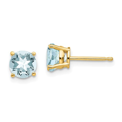 14K 6mm Aquamarine Stud Earrings