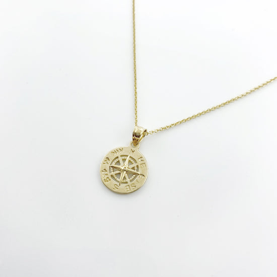 14k Gold Smooth Compass Rose Necklaces