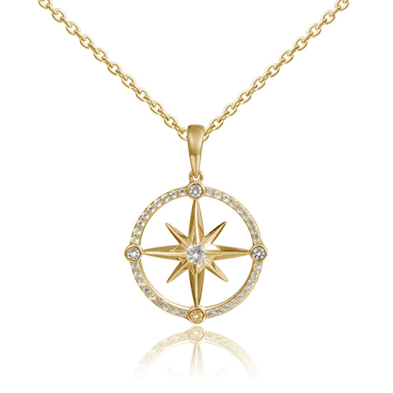 Aquamarine + Diamond Compass Necklace