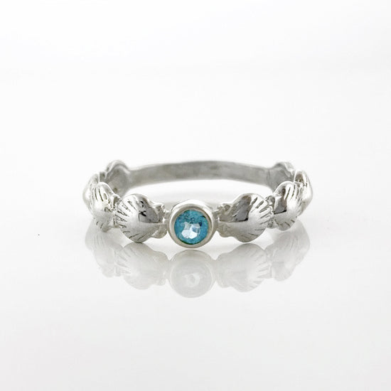 Scallop Shell Band with Blue Topaz