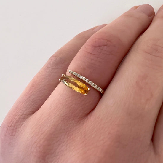 14k Gold Citrine + Diamond Wrap Ring