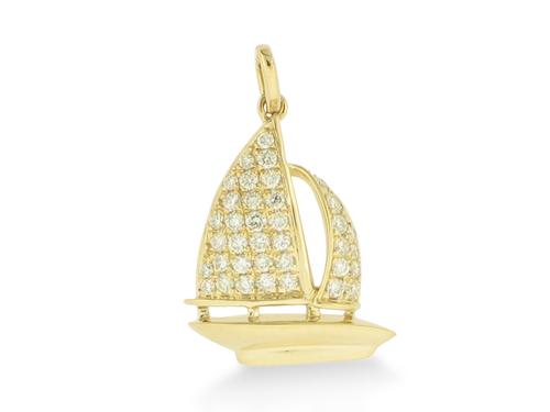 14k Gold + Diamond Sailboat Pendant