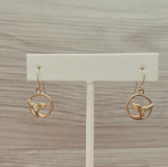 Encircled Whale Tail Drop Earrings