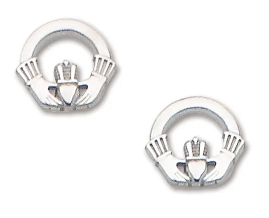 Sterling Silver Claddagh Stud Earrings