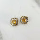 Two Tone Citrine Square Stud Earrings