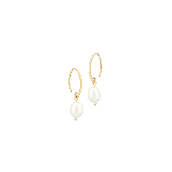 14K Gold + Pearl Mini Swoop Earrings