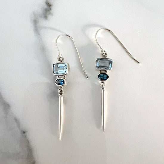 Monochromatic Blue Topaz Drop Earrings