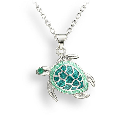 Green Enamel Turtle Necklace