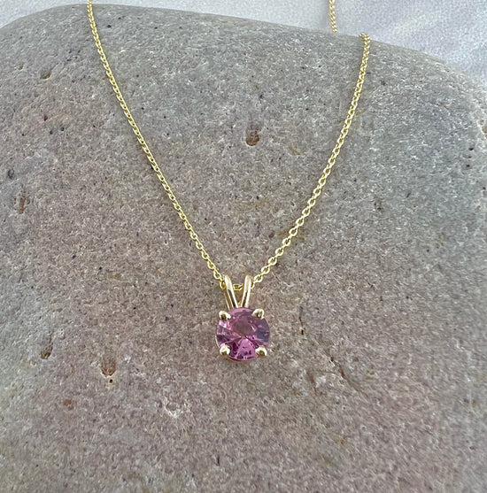 14k Gold Petite Pink Sapphire Necklace