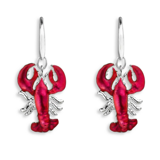 Red Enamel Lobster Earrings
