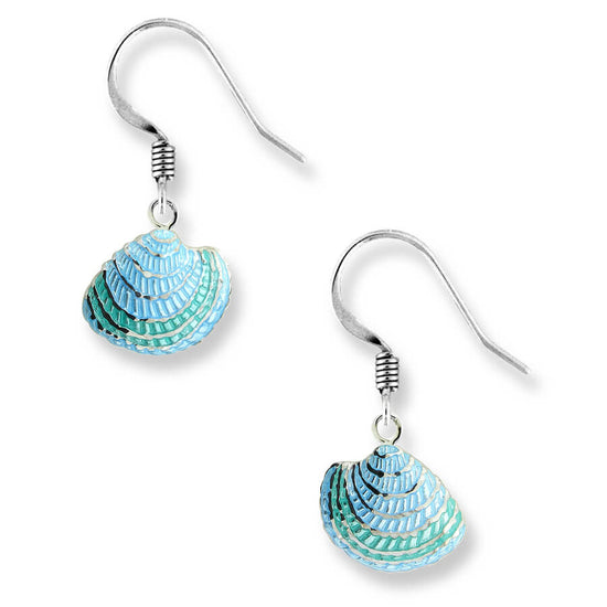 Green Enamel Shell Wire Earrings