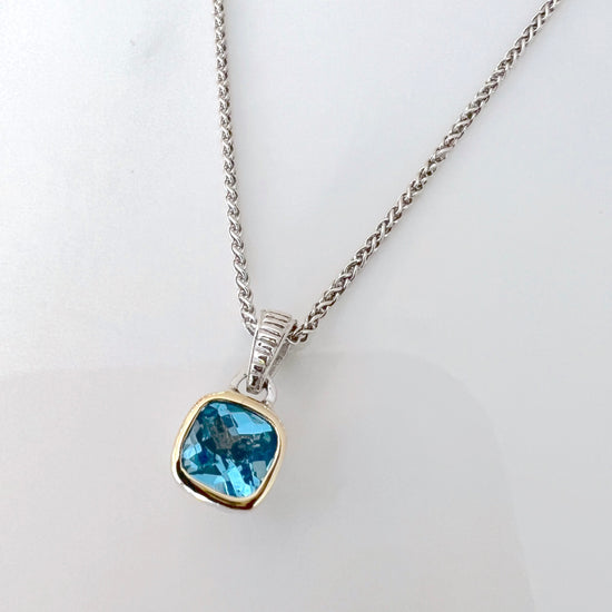 Two Tone Blue Topaz Necklace