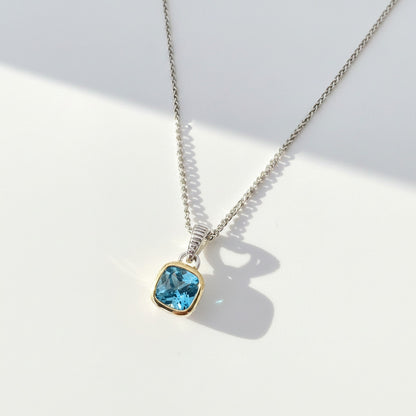Two Tone Blue Topaz Necklace