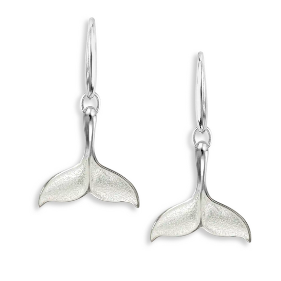 White Enamel Whale Tail Earrings