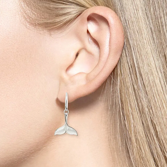 White Enamel Whale Tail Earrings