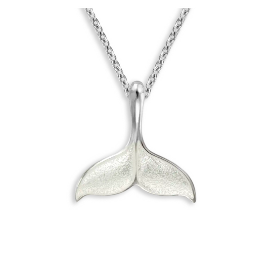White Enamel Whale Tail Necklace